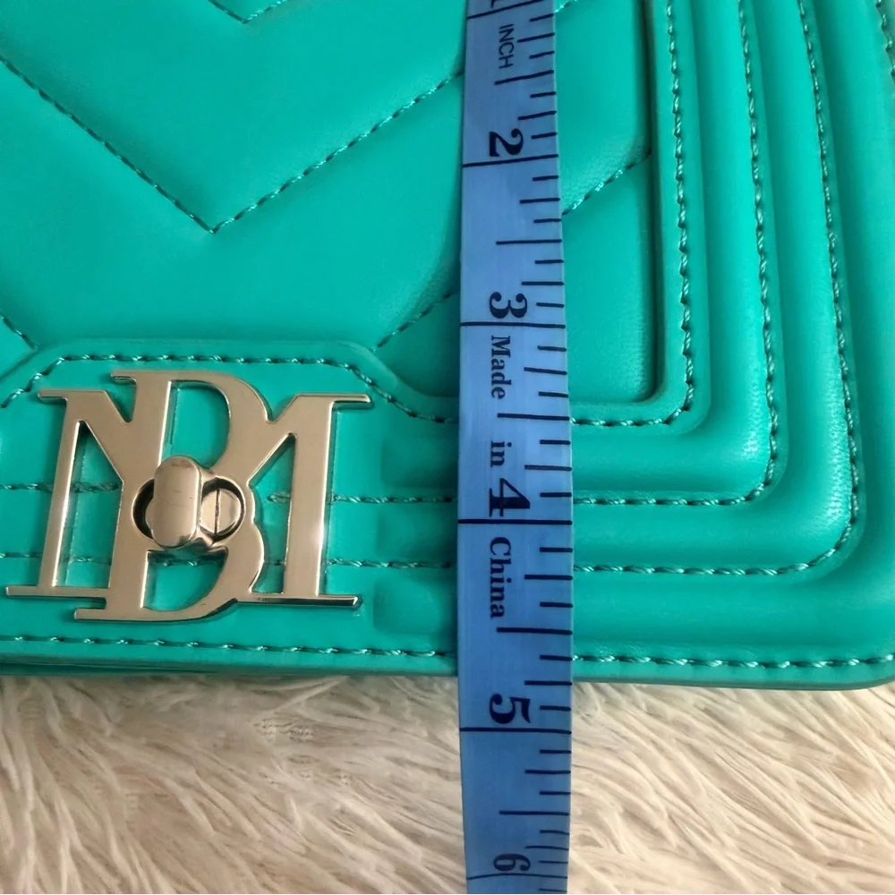 Badgley Mischka Small Chevron Quilted Crossbody Bag In Green Teal - NWT